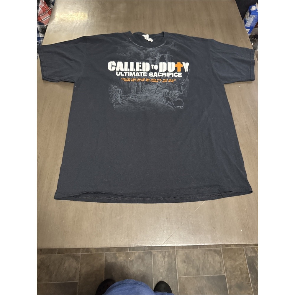 Called to Duty Fruit of the Loom Crew Neck Graphic T Shirt Mens Size M Black